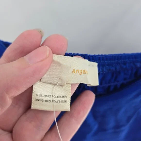 Monteau Los Angeles Royal Blue Back Ruched Lined Adjustable Strap Top Medium - Picture 5 of 8